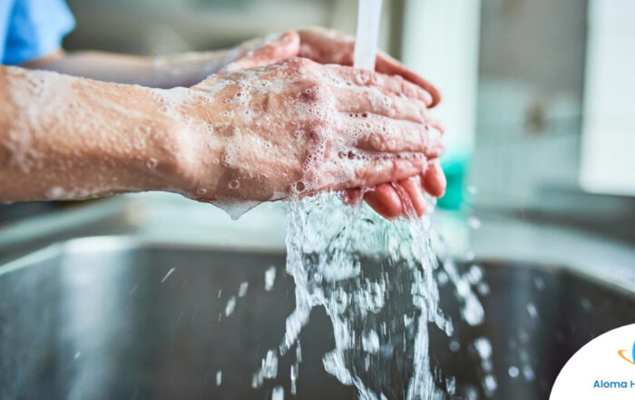 Observing hand hygiene as a part of caregiver wellness during flu season.