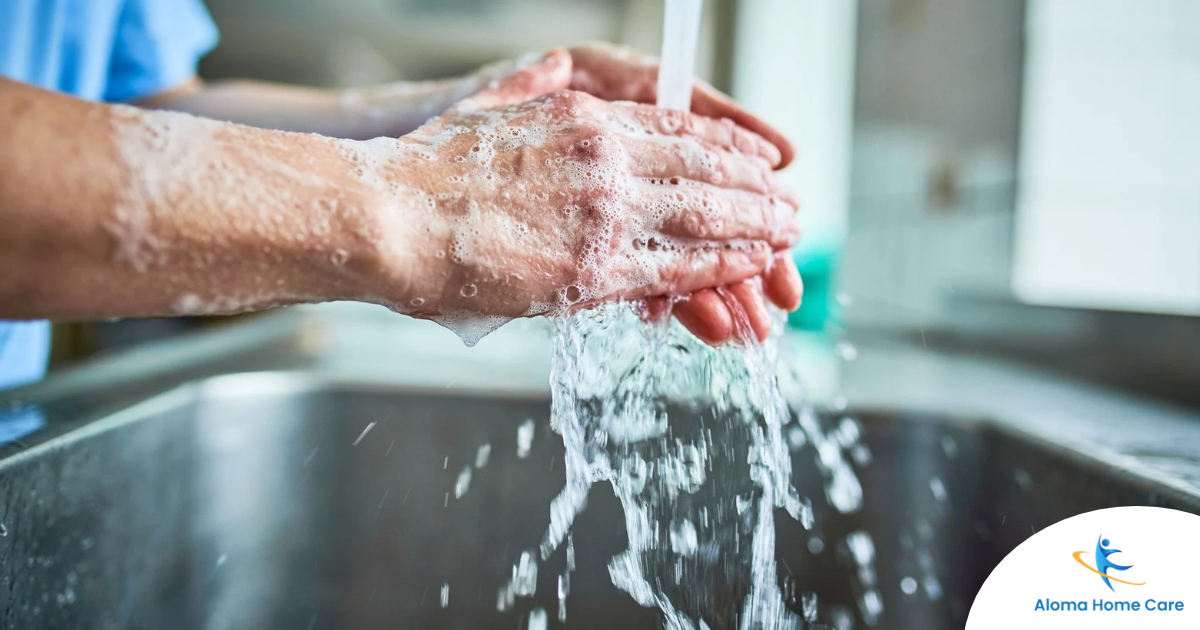 Observing hand hygiene as a part of caregiver wellness during flu season.